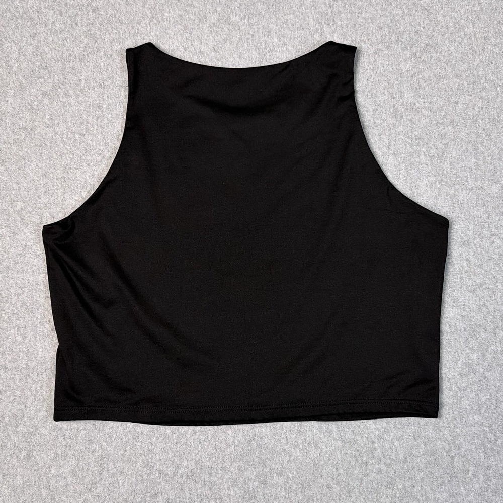 REORIA Black High Neck Cropped Tank Top Racerback Sleeveless Shirt 2XL - Picture 6 of 6